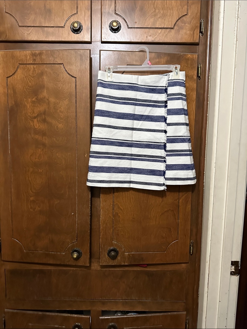 Ann Taylor Loft Striped Blue and White Faux Blanket Cotton Mini Skirt Sz 4
